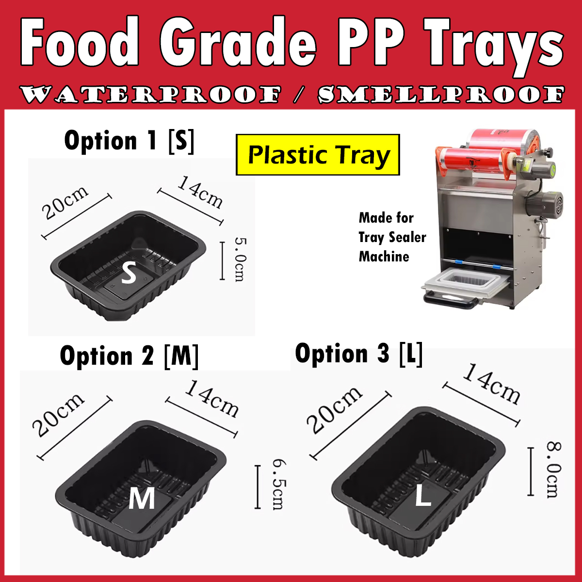 Food Grade PP Trays for Top Seal Machine Tray Sealer Durian Takeaway ...