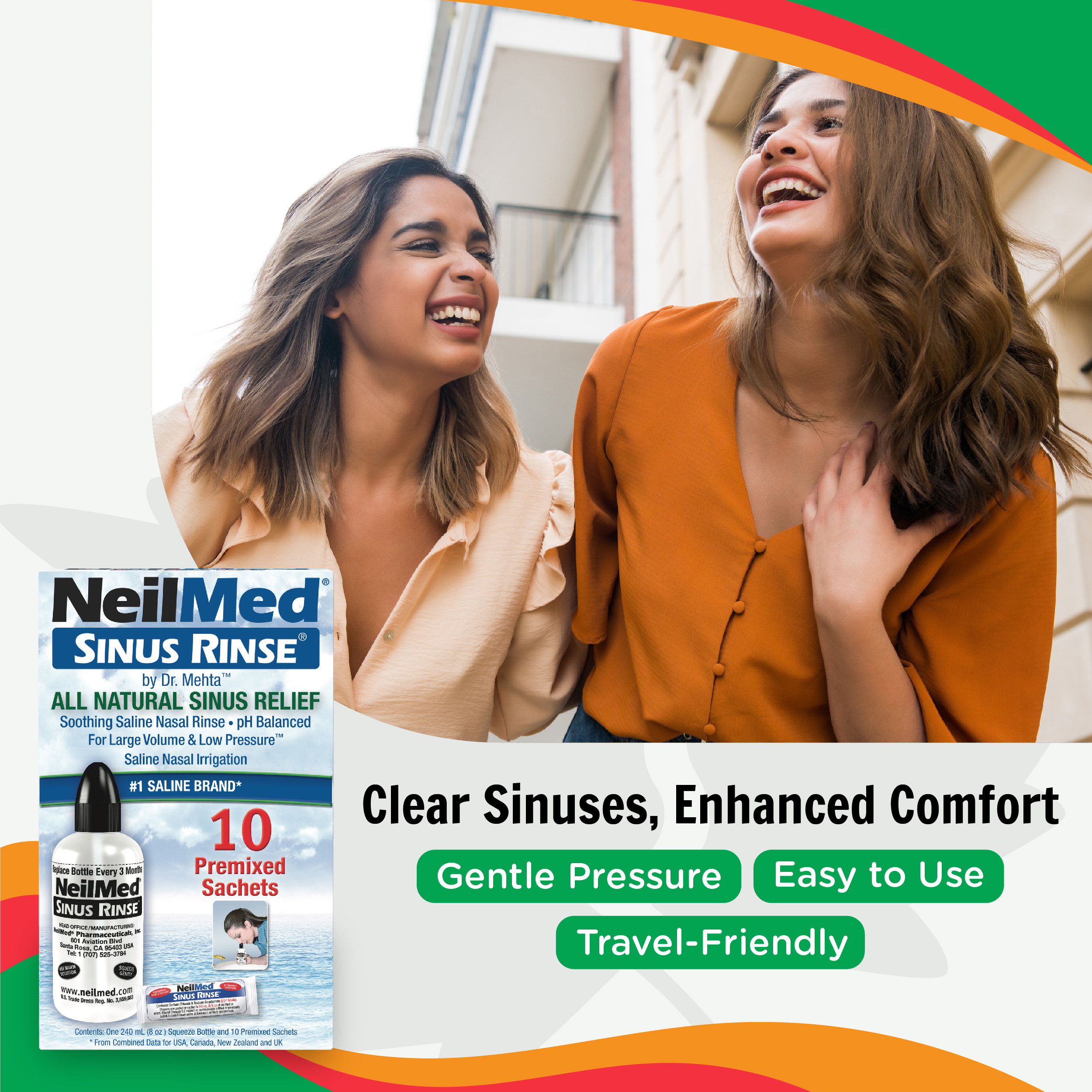 NeilMed Sinus Rinse Kit - Adult Saline Nasal Wash & Rinse (10 Sachets ...