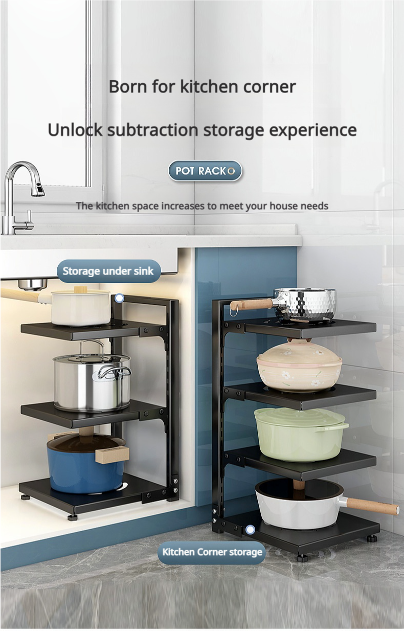 [🇸🇬SG Stock]Kitchen Multi Divider Pot Rack Flower Rack Narrow Gap Shelf ...