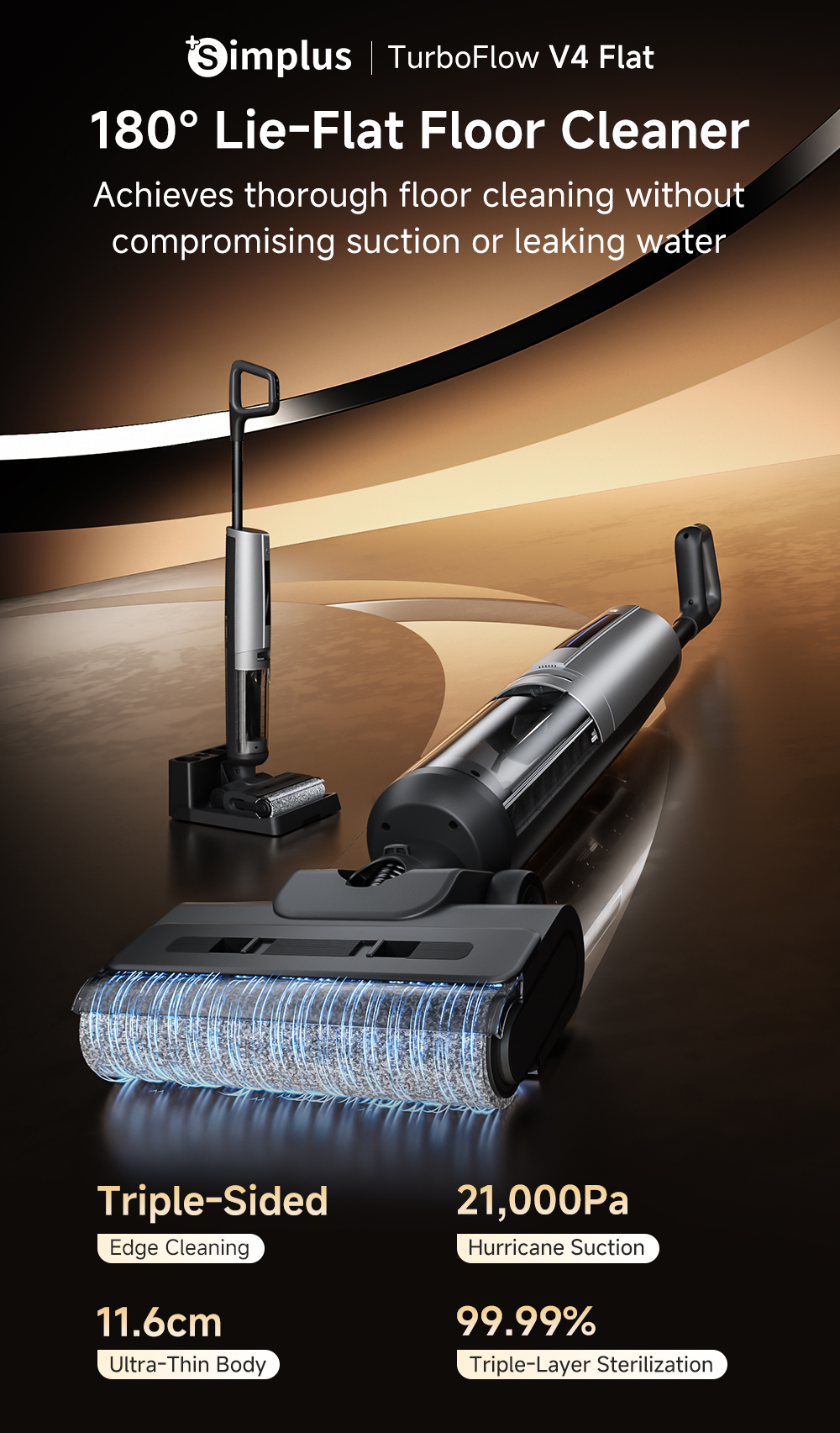 Simplus Kit Wet&Dry Vacuum Cleaner| 180° Flat Lying Mopping | Dry ...