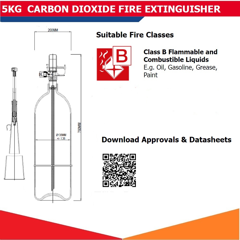[ SCDF/PSB LABEL] 5 KG CARBON DIOXIDE FIRE EXTINGUISHER C/W WALL ...