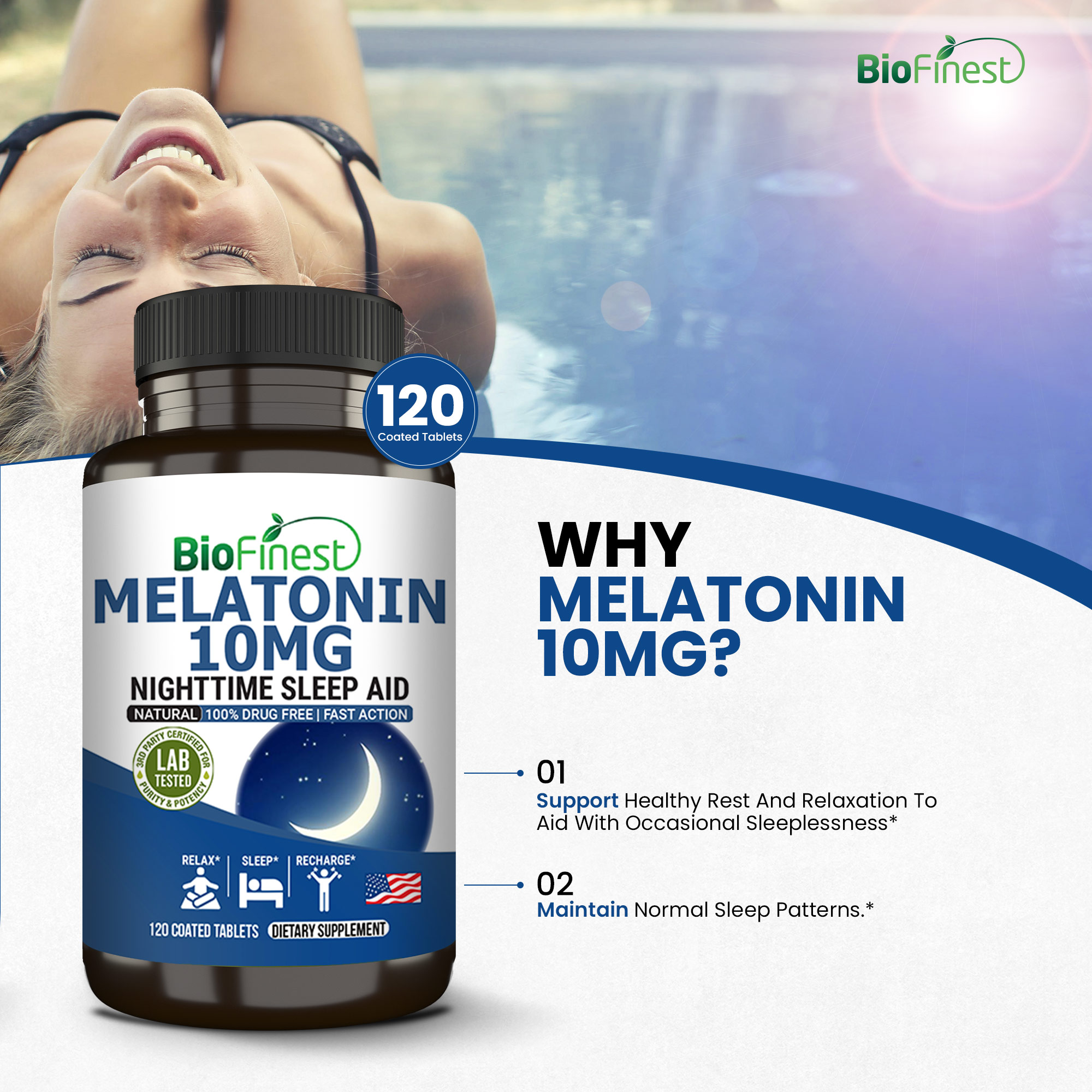 Biofinest Melatonin 5mg 10mg Supplement - Fast Action Natural Nighttime ...