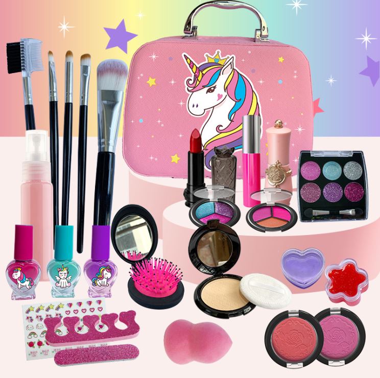 Unicorn Kids Makeup Kit Non-Toxic Make Up Beauty Toys Set with Stylish ...