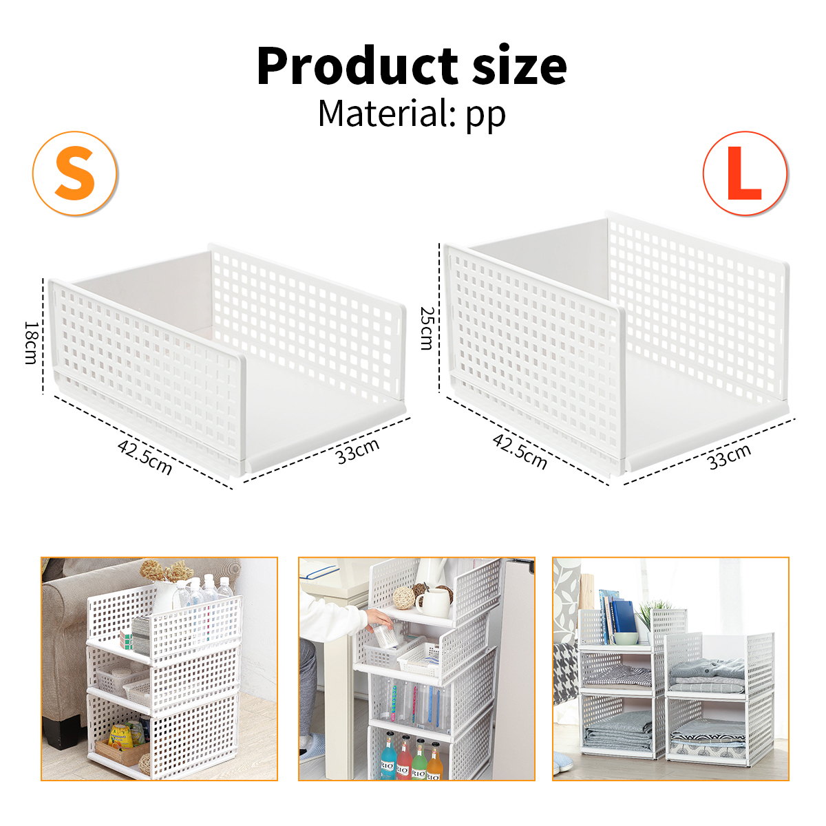 Stackable Storage Box Wardrobe Storage Drawer-Style Box Home Dorm Hotel ...