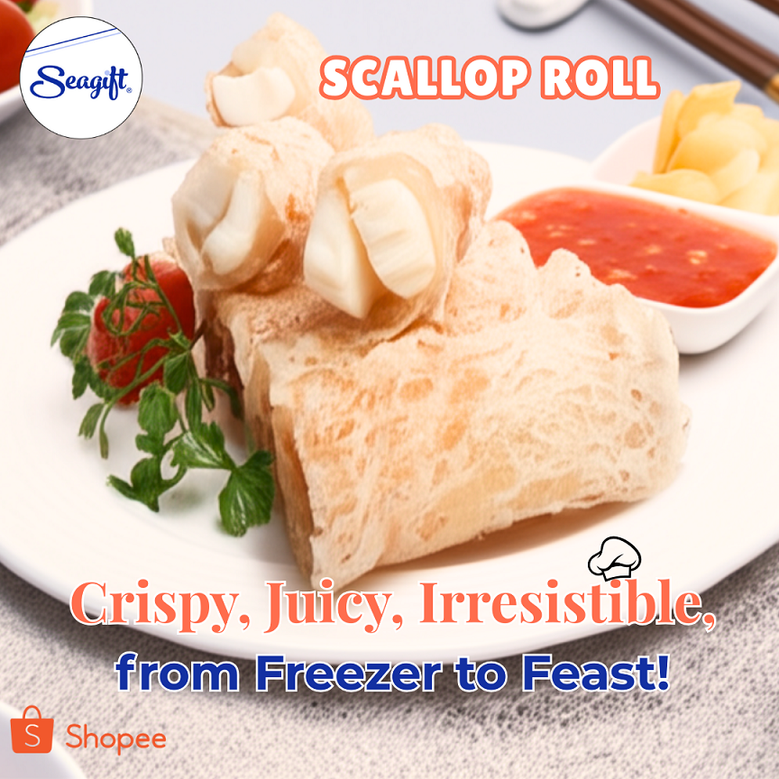 Scallop Roll with crispy rice paper Frozen seafood 网中带子 (60Pcs ...