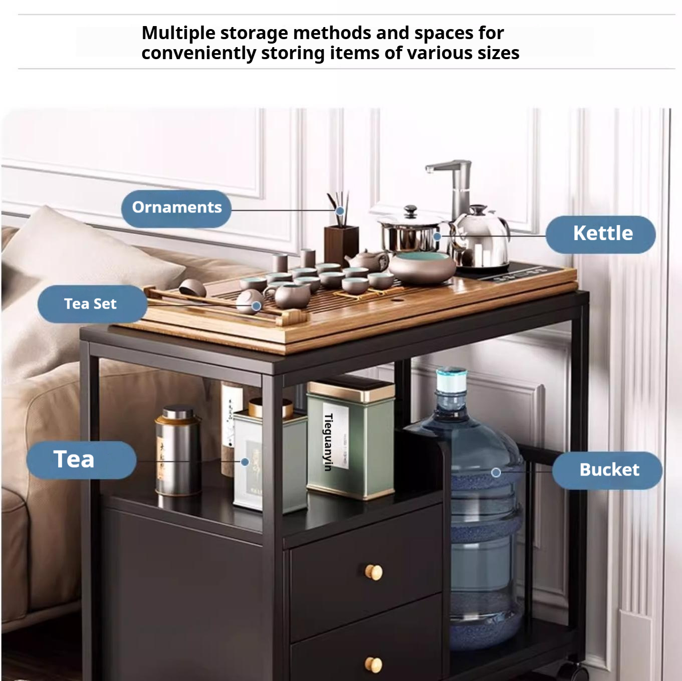 SNB Living Room Movable Side Cabinet With Wheels Small Coffee Table ...
