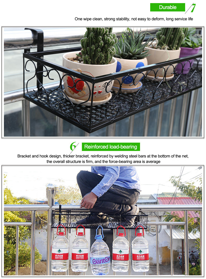 🇸🇬 Steel Flower Pot Rack Balcony Corridor Hanging Rack / Railing ...
