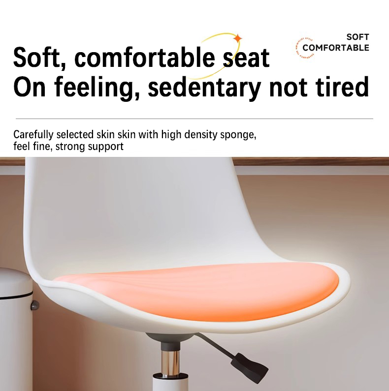 Nordic Style Computer Chair With Wheels PU Cushioned Office Chair ...