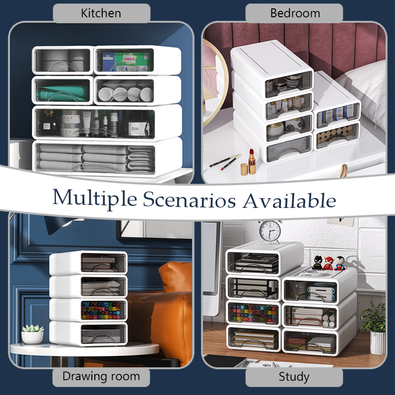 Desktop Storage Box Easy Assembly Desktop Drawer Boxes Stackable ...