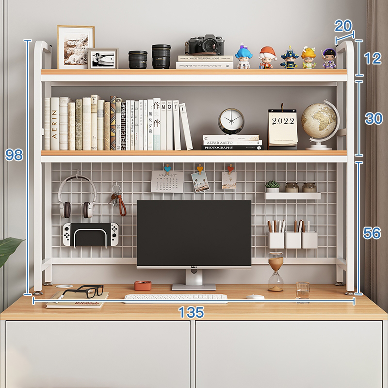 SNBDesktop Shelf Desk With Grid Bookshelf Storage Shelf Desktop Multi ...