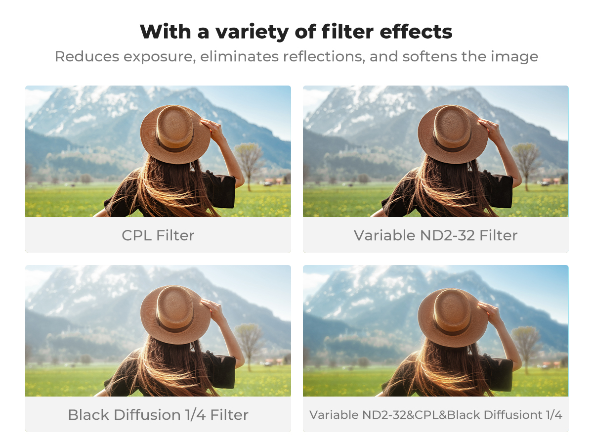 K&F CONCEPT NANO-X 3-in-1 Filter CPL&Black Mist&VND Reduce reflections ...
