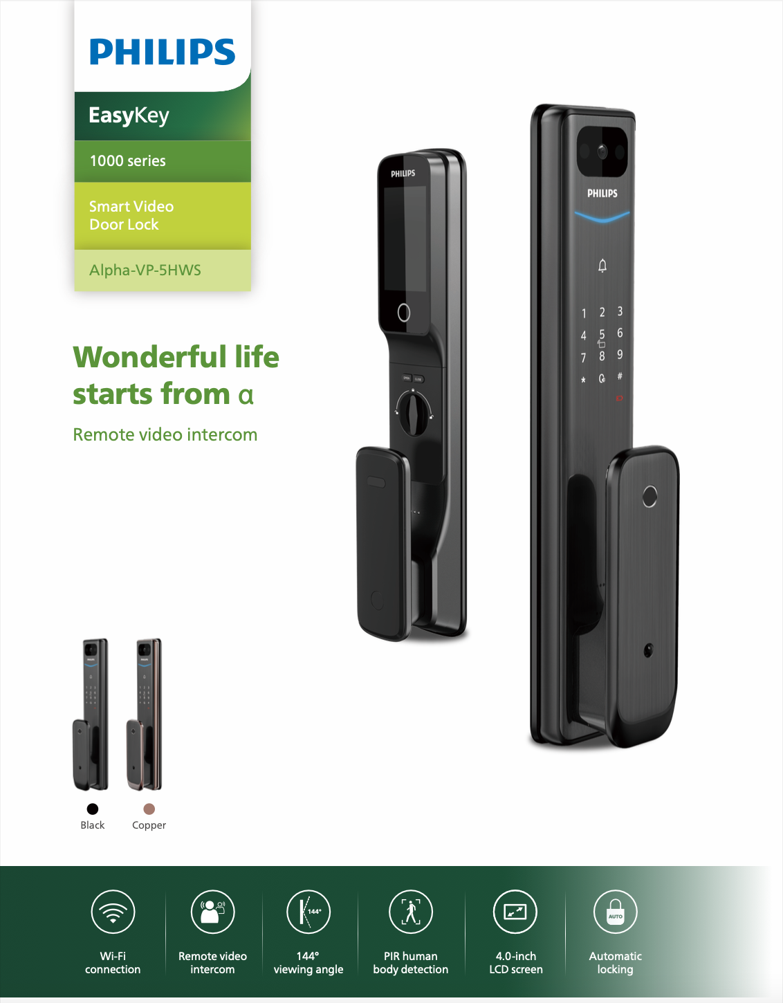 Philips EasyKey Alpha VP Remote Video Intercom Door Lock (3 Years ...