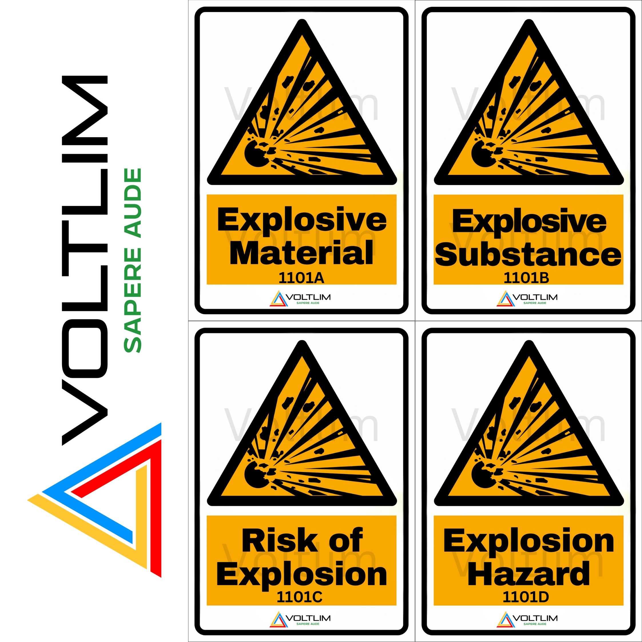 Explosive Symbol Warning Sign Label Sticker (Various Texts & Sizes ...