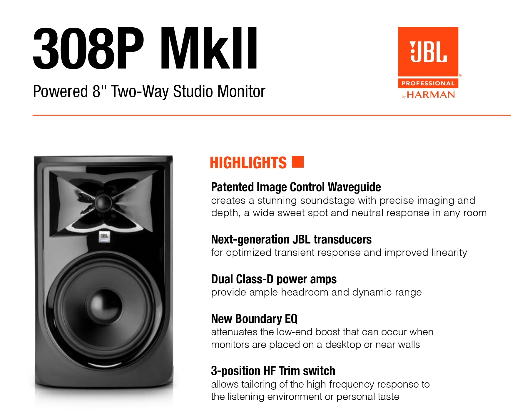 Fashion jbl 308p frequency response