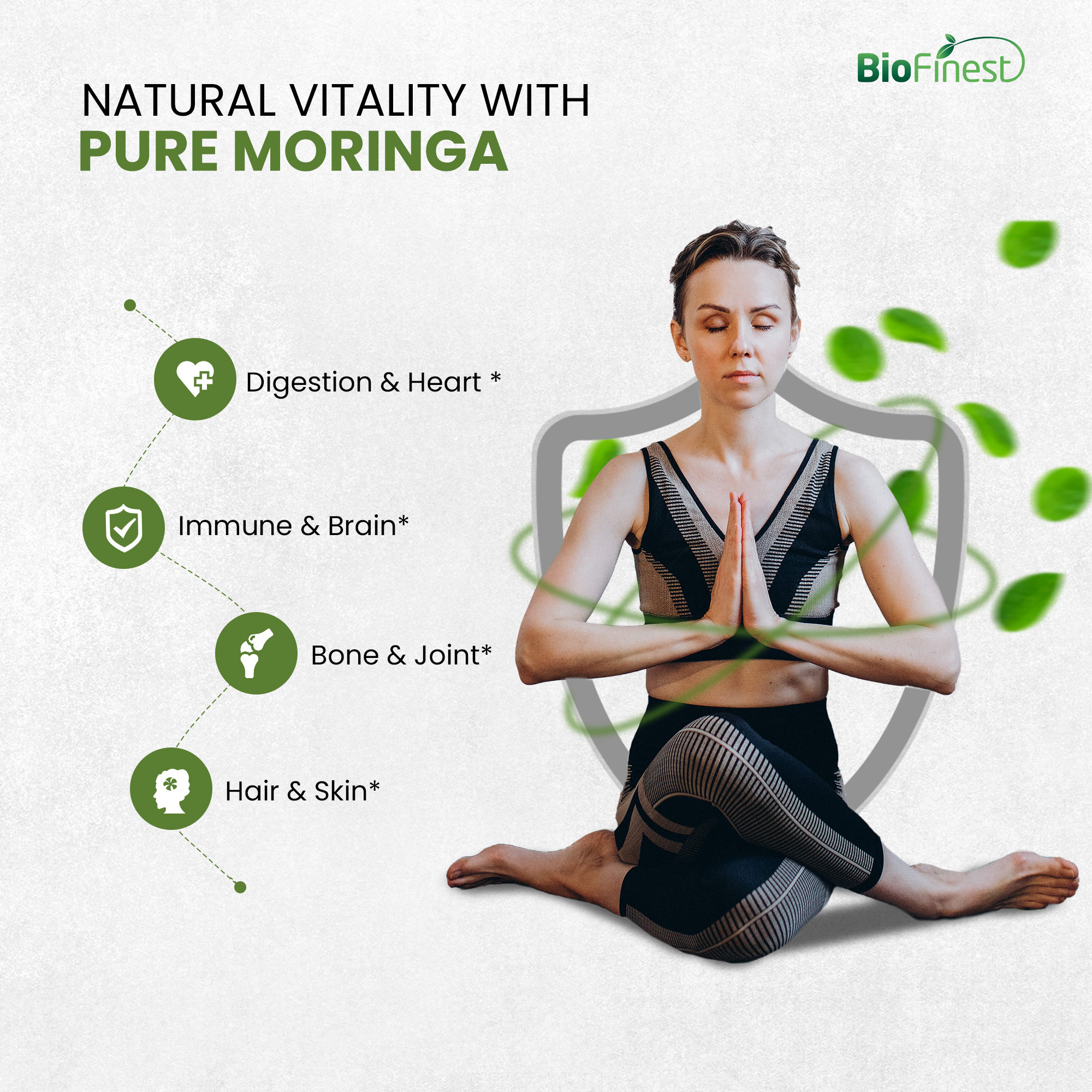 Biofinest Moringa Leaf 1000mg Supplement - Antioxidant Superfood Powder ...