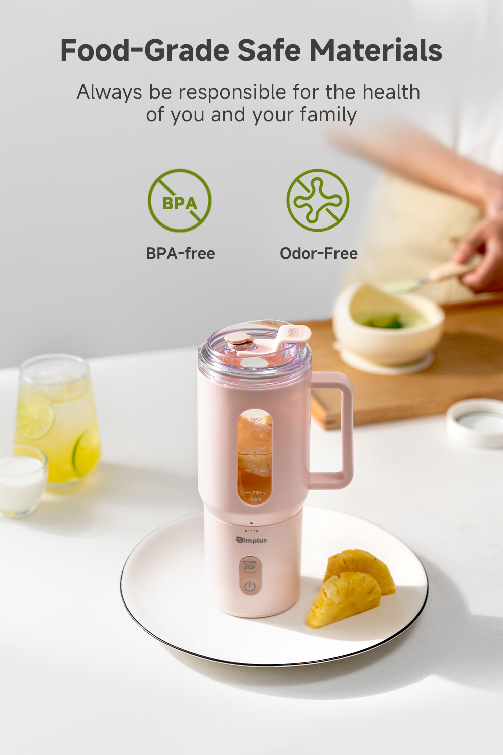 Simplus Portable Blender Wireless Juicer Cup To-Go Travel Mug丨500mL ...