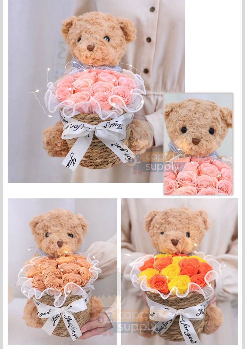 Teddy Bear Soap Flower Bouquet Gift Set (30cm) (FREE Exquisite Gift Box ...