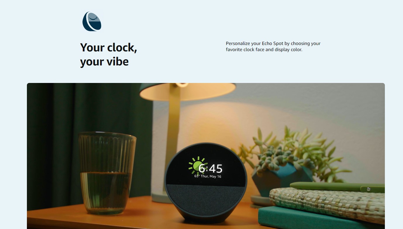 All-new Amazon Echo Spot , Smart alarm clock with vibrant sound + Alexa ...