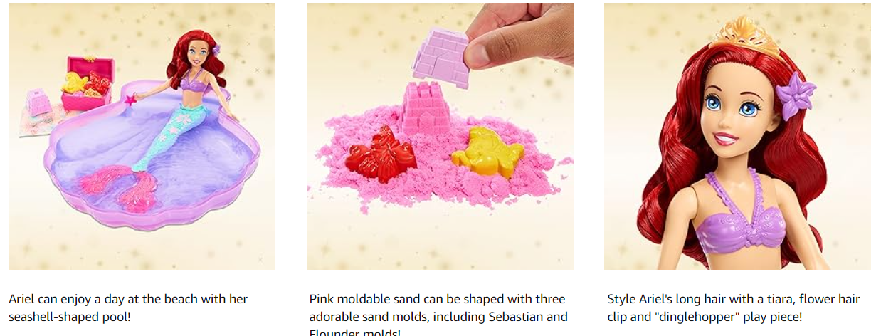 Disney Princess Ariel Doll & Pool Set With Moldable Sand, inspired By ...