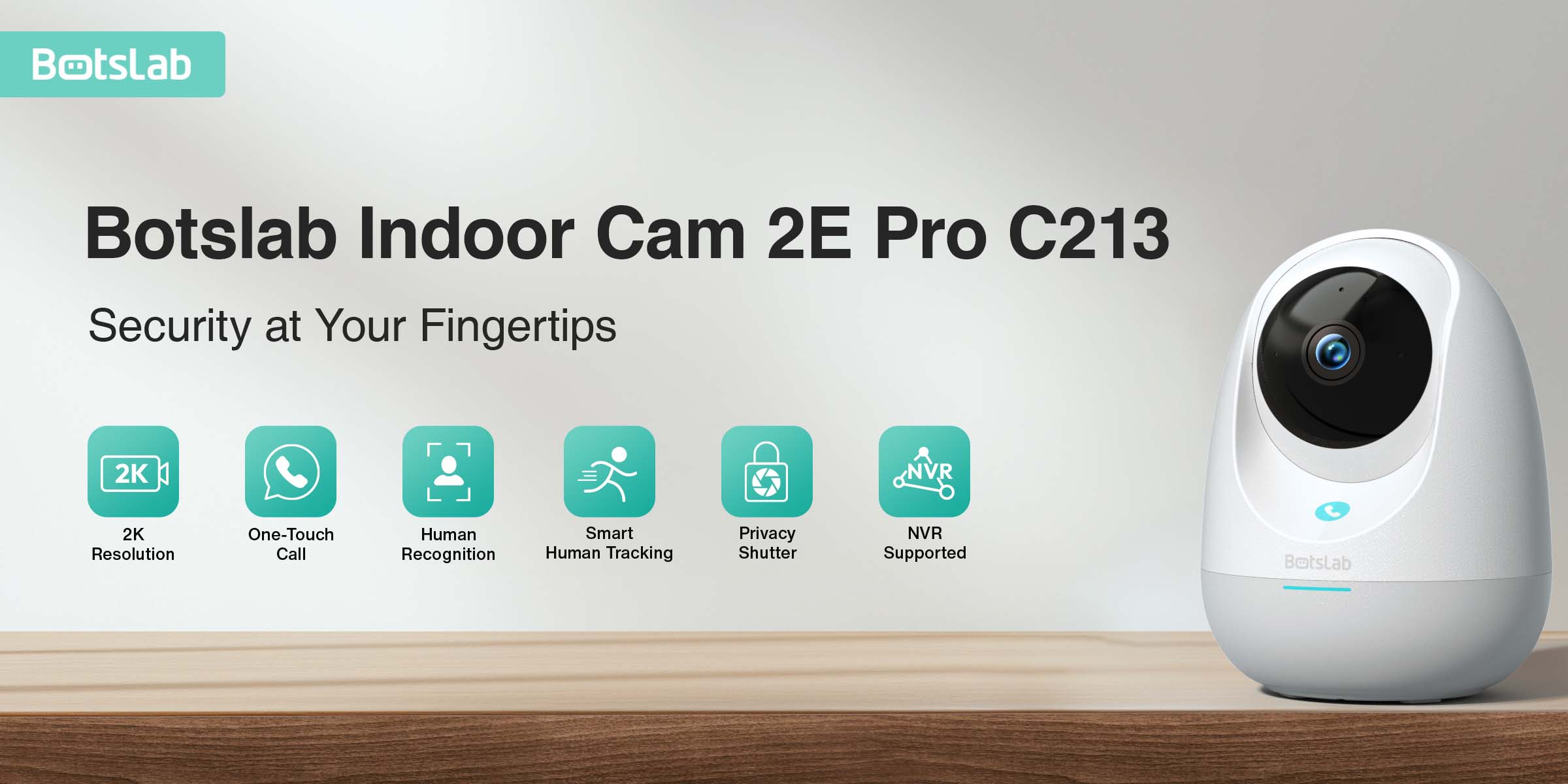 Botslab Indoor Cam 2E Pro, 2K Pan and Tilt CCTV Home Camera Security ...