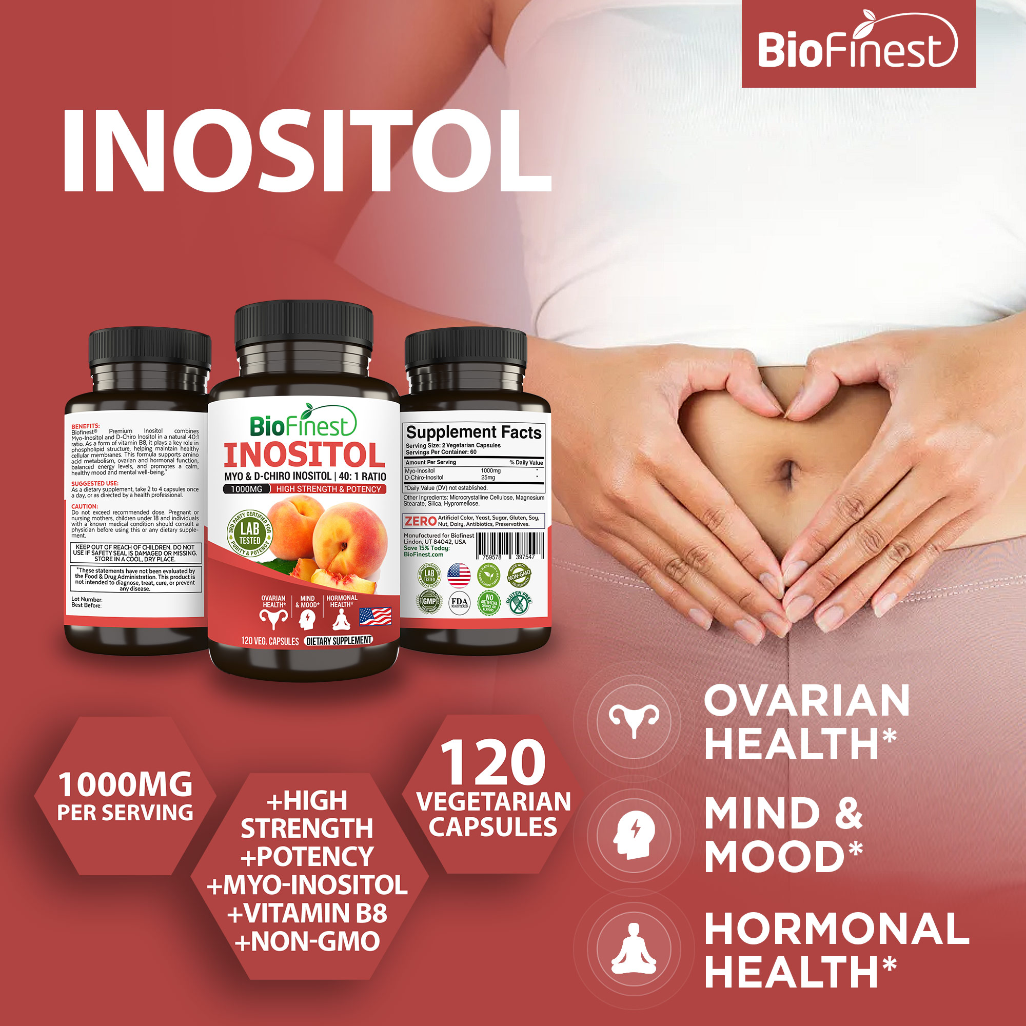 Biofinest Inositol 1000mg - Vitamin B8 Myo-Inositol D-Chiro Inositol ...