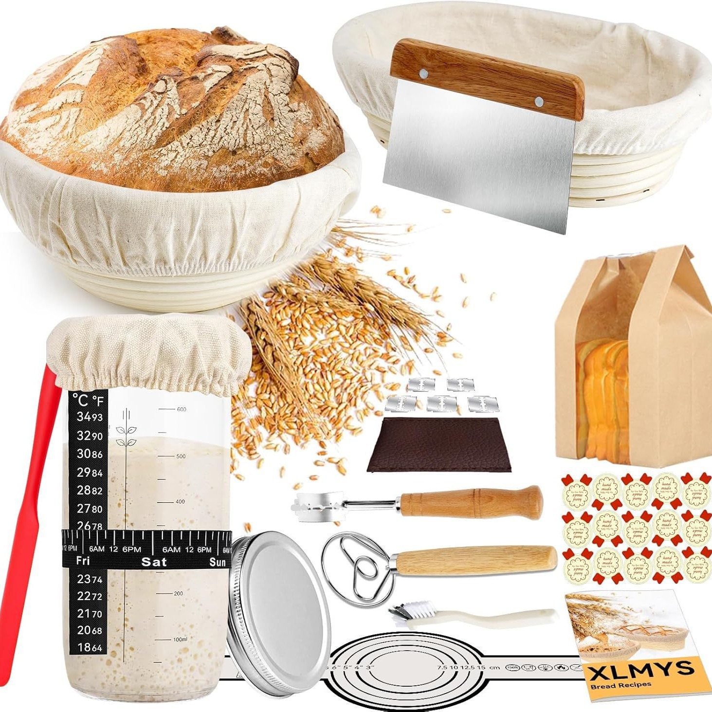 Bread Proofing Basket Set Sourdough Baking Supplies - A Complete Bread ...