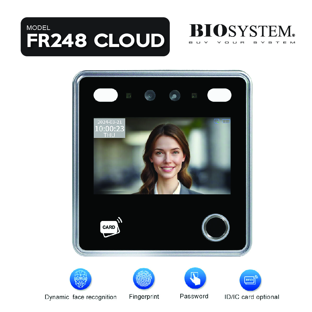 BIOSYSTEM FR248 CLOUD BASE FACE & FINGER SCAN ATTENDANCE DEVICE WITH ...
