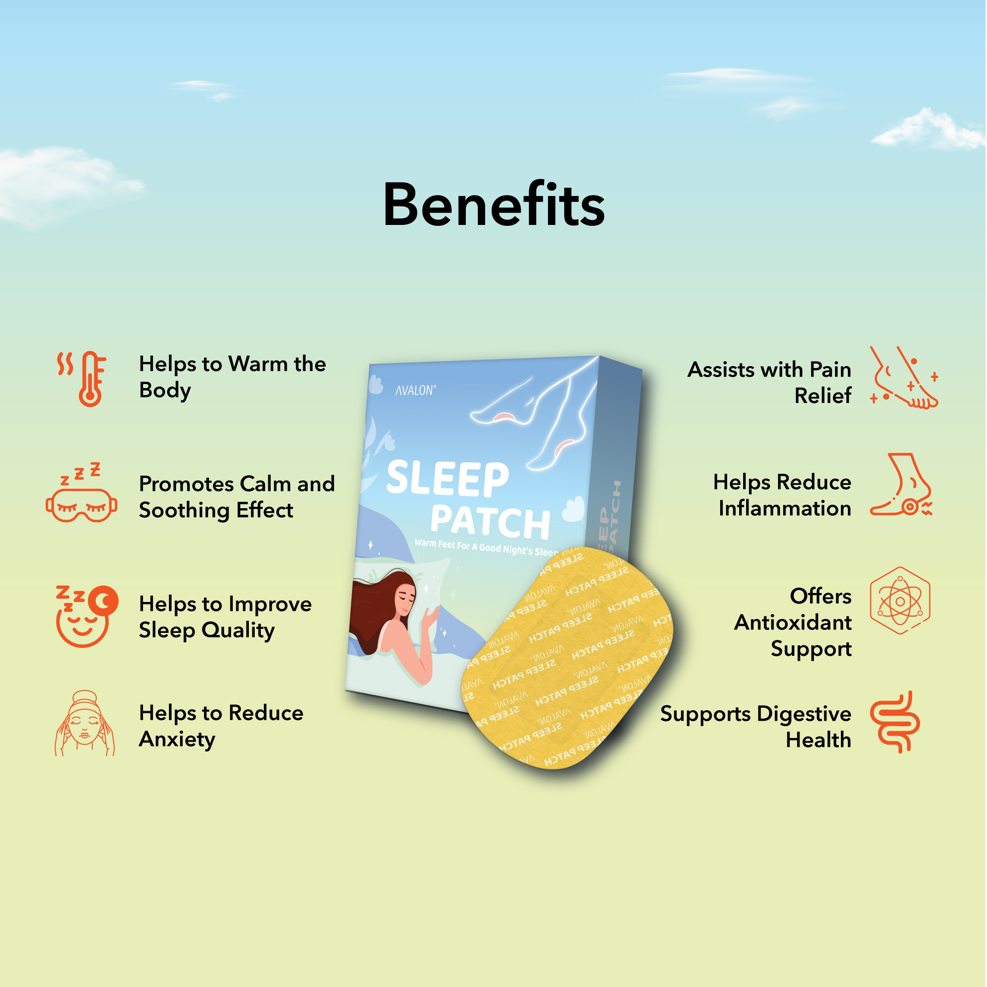 AVALON Sleep Patch 5 Packs | Improves Sleep Quality, Relieves Cold Feet ...