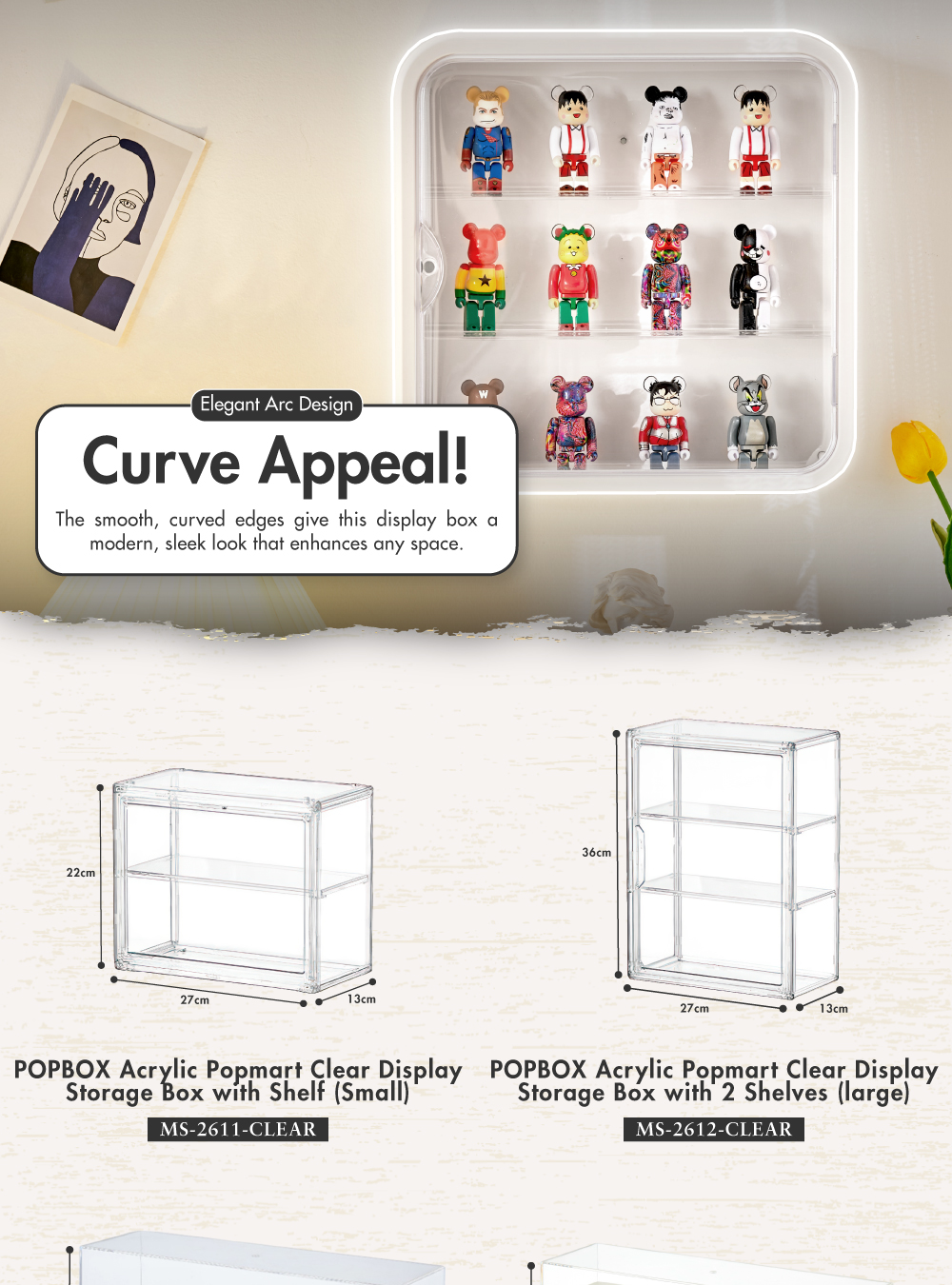 [SET OF 3] HOUZE - POPBOX Acrylic Popmart Clear Display Storage Box - 8 ...