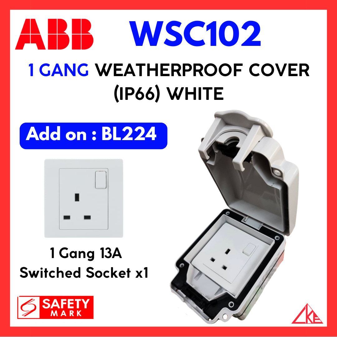ABB【WSC102】 1 Gang Weatherproof Socket Cover IP66【For Outdoor And ...