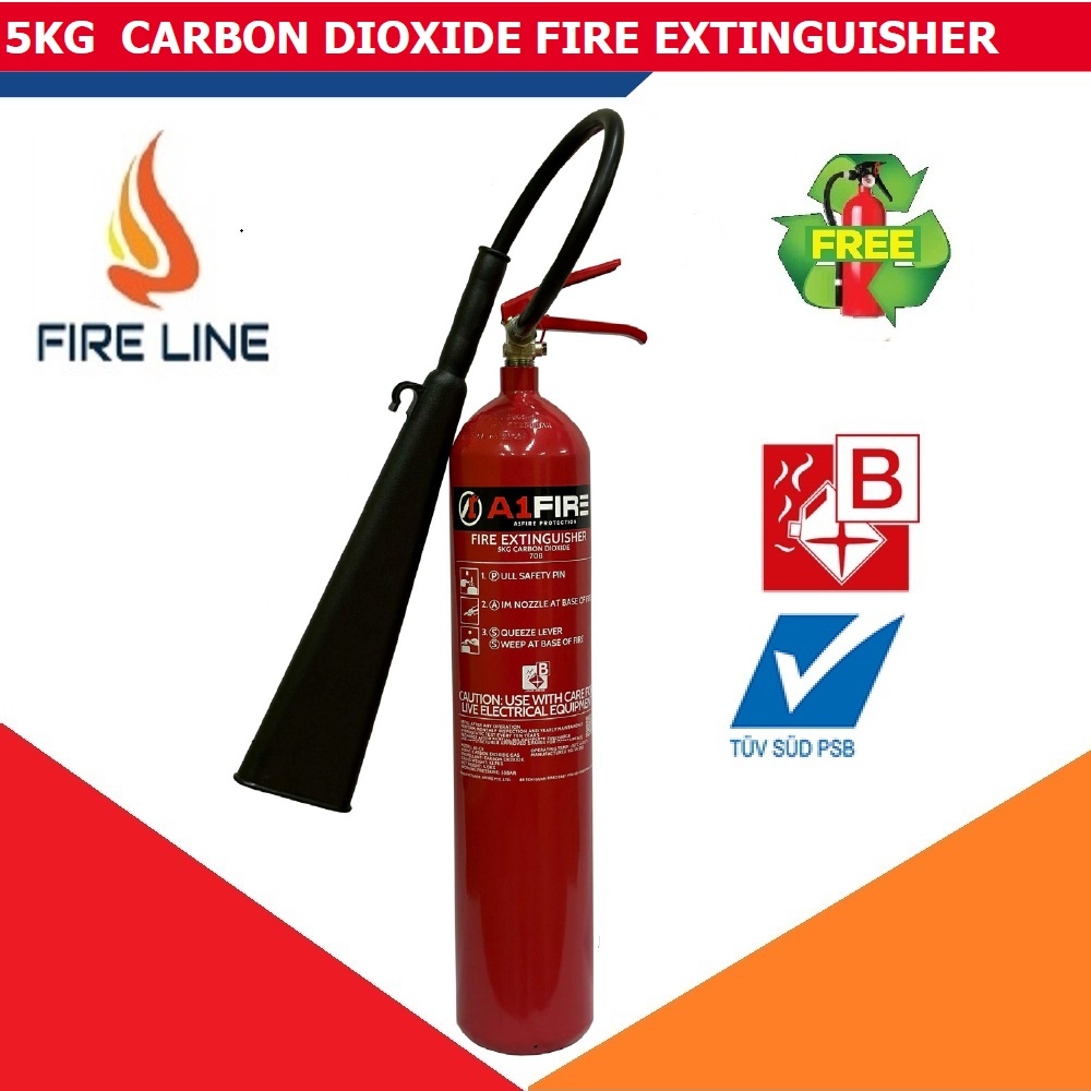 [ SCDF/PSB LABEL] 5 KG CARBON DIOXIDE FIRE EXTINGUISHER C/W WALL ...
