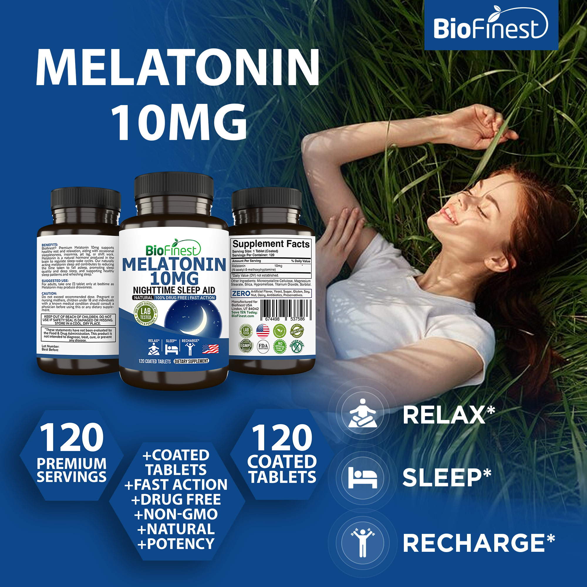 Biofinest Melatonin 5mg 10mg Supplement - Fast Action Natural Nighttime ...