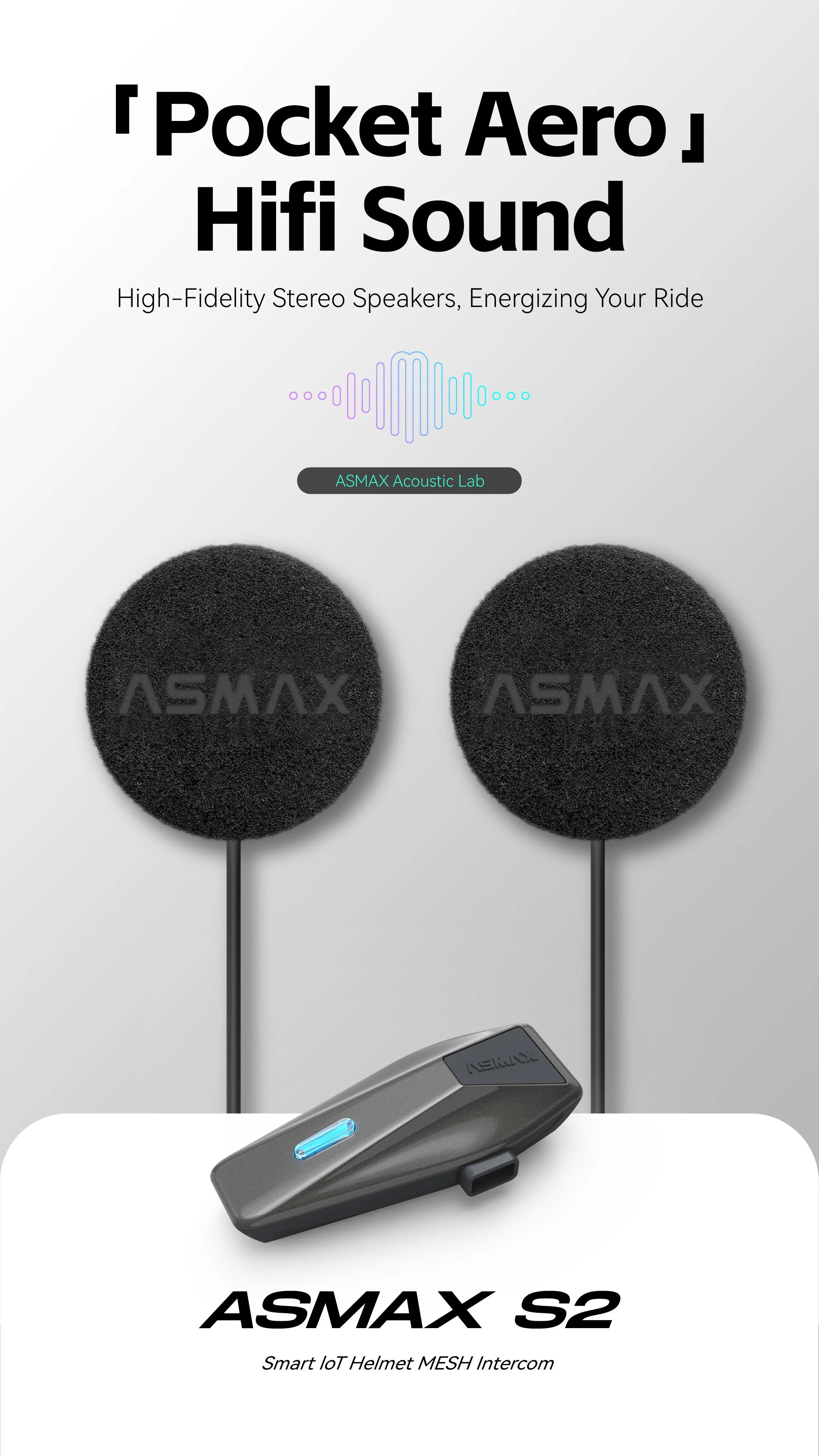 ASMAX S2 Bluetooth Helmet Intercom System 8 Rider Mesh Intercom SG ...