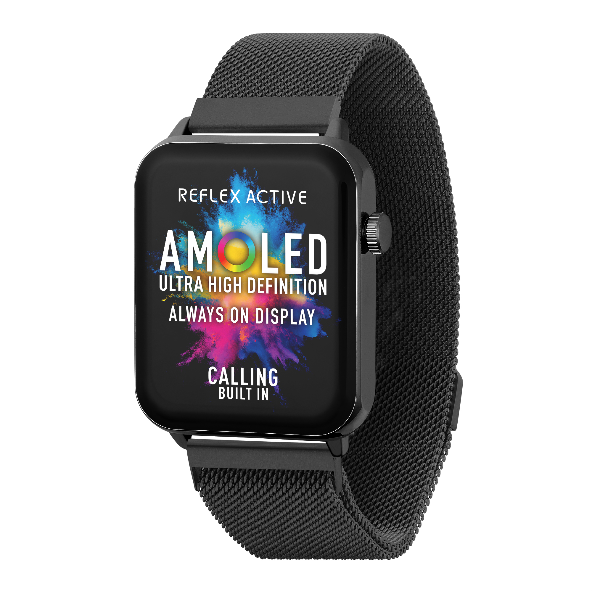Reflex Active Amoled Series 30 Black Mesh Smart Calling Watch 1.78 ...