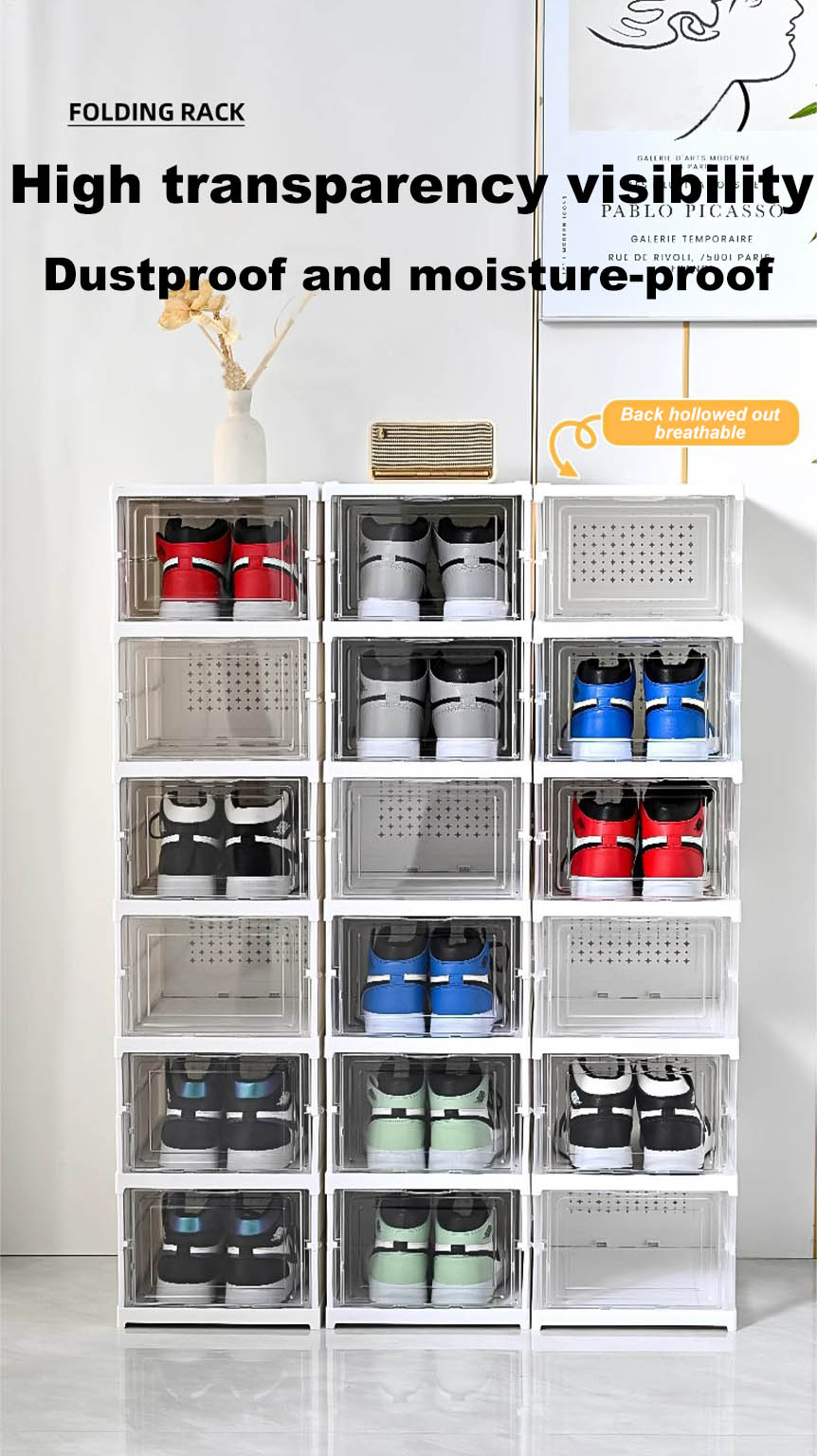 SG Stock Foldable Shoe Box Transparent Shoe Rack With Lid Installation ...