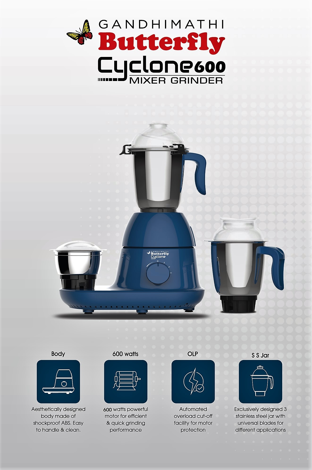 BUTTERFLY MIXER GRINDER BLENDER 750 WATT 600 WATT 550 WATT SAFETY MARK 1 YR SG WARRANTY MADE IN INDIA Shopee Singapore