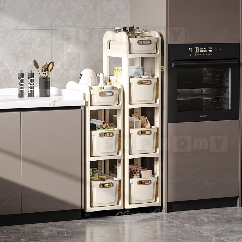 💖SG local stock💖Storage Rack Bookshelf Small Trolley Movable Multi ...