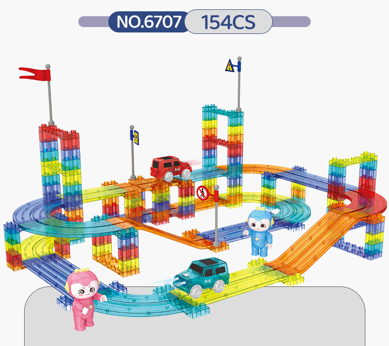 CreativeCrazi Magnetic Track Building Blocks Railcar Magnetic Building ...