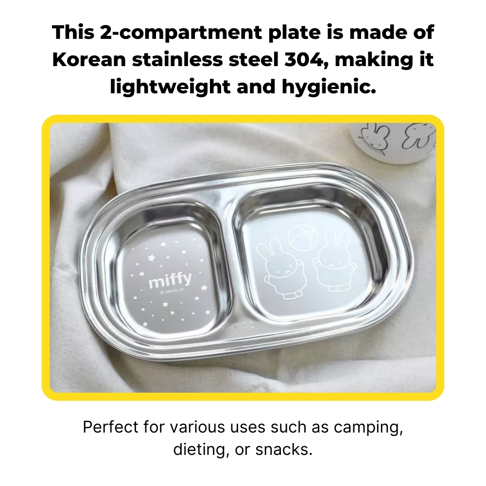 [MIFFY] 304 Stainless Steel Snack Tray – 2-Section Plate for Kids ...