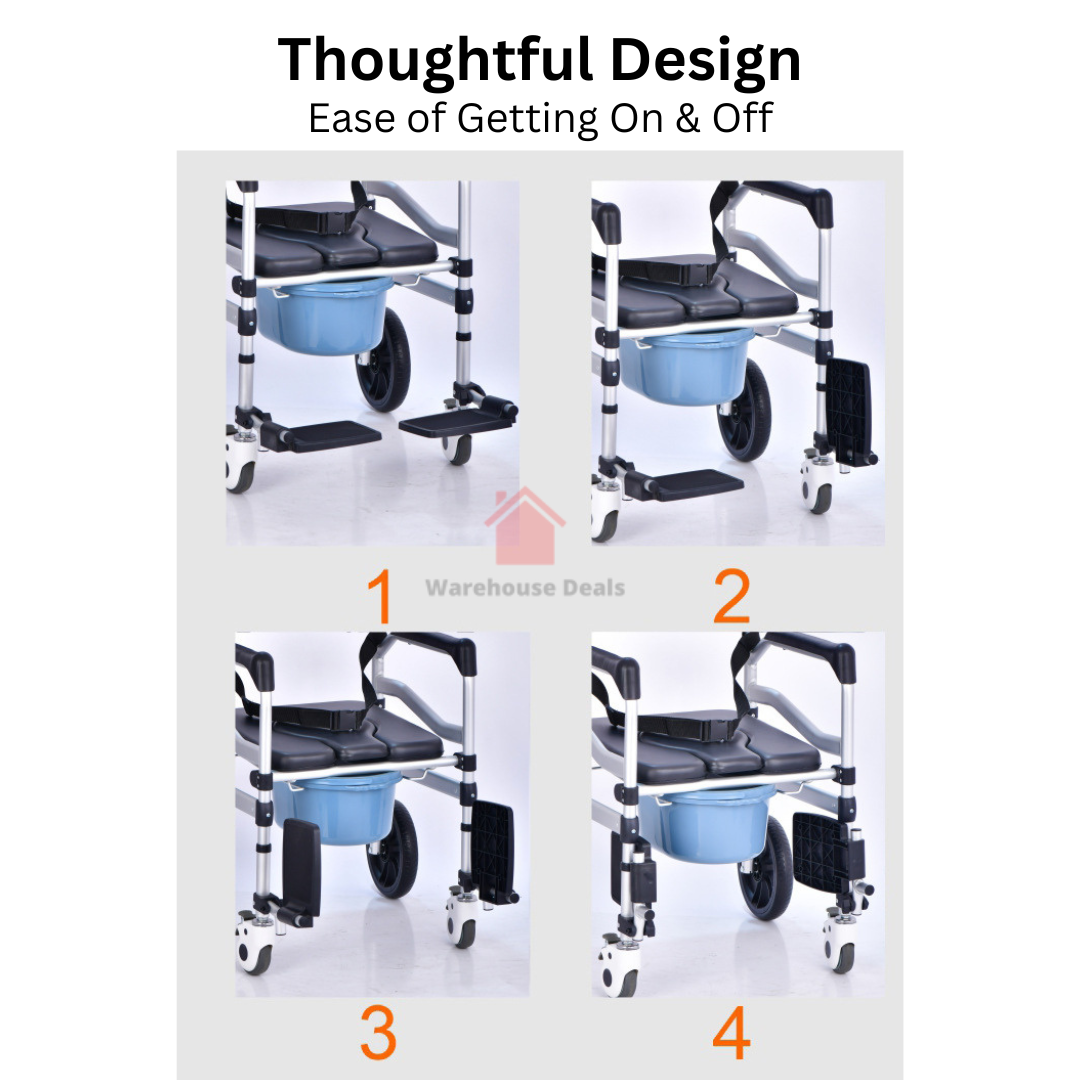 Premium Commode Chair With Large Wheels - Bathroom Shower Chair Seat ...