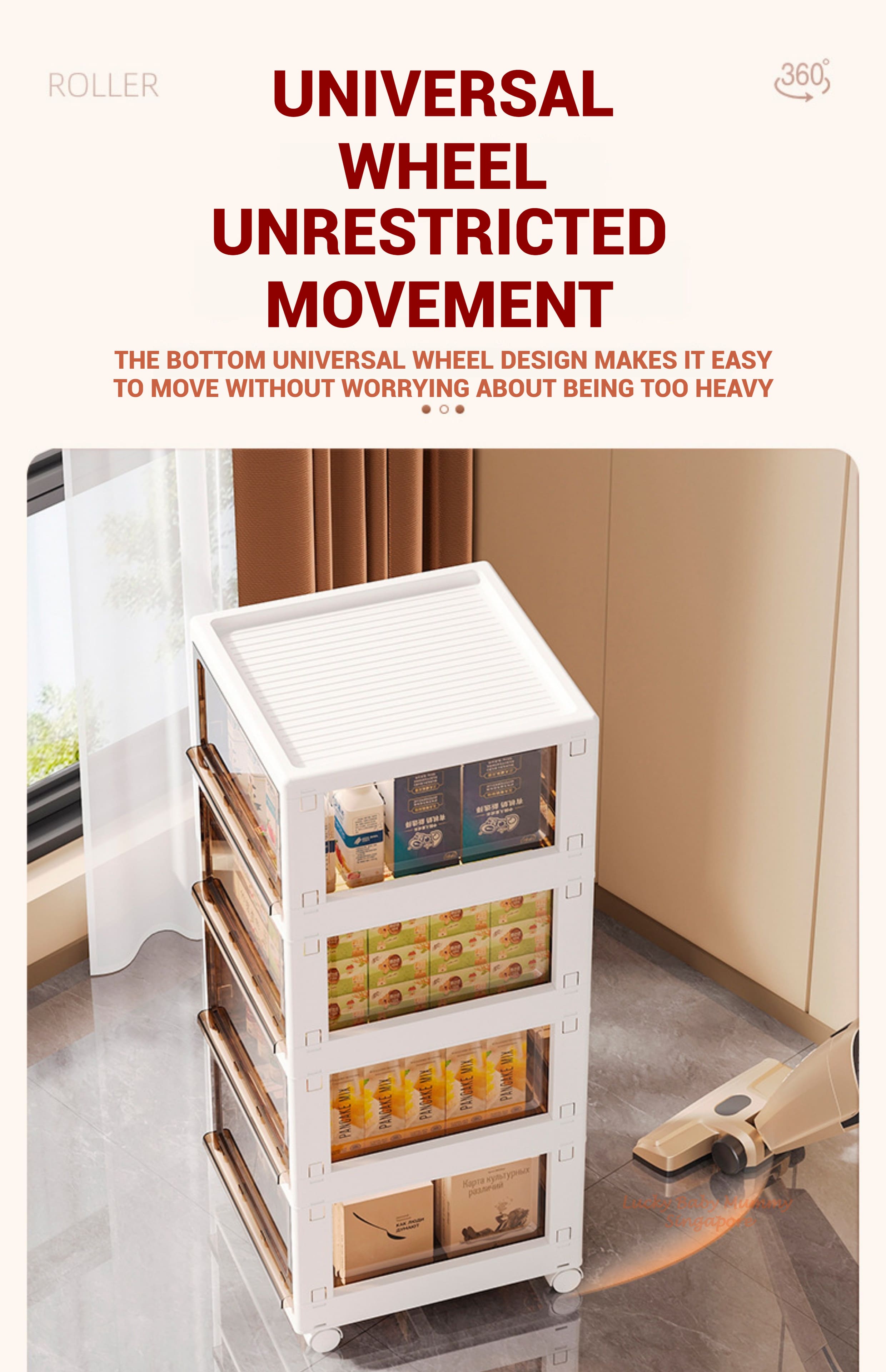 Multi-Layer Storage Rack with Wheels / Multipurpose Moveable Drawer ...