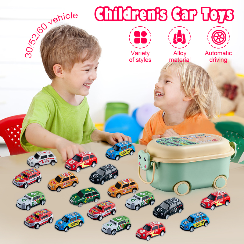 【NDD Delivery】60 Pcs Alloy Car Kids Racing Toys Car with Storage Box ...