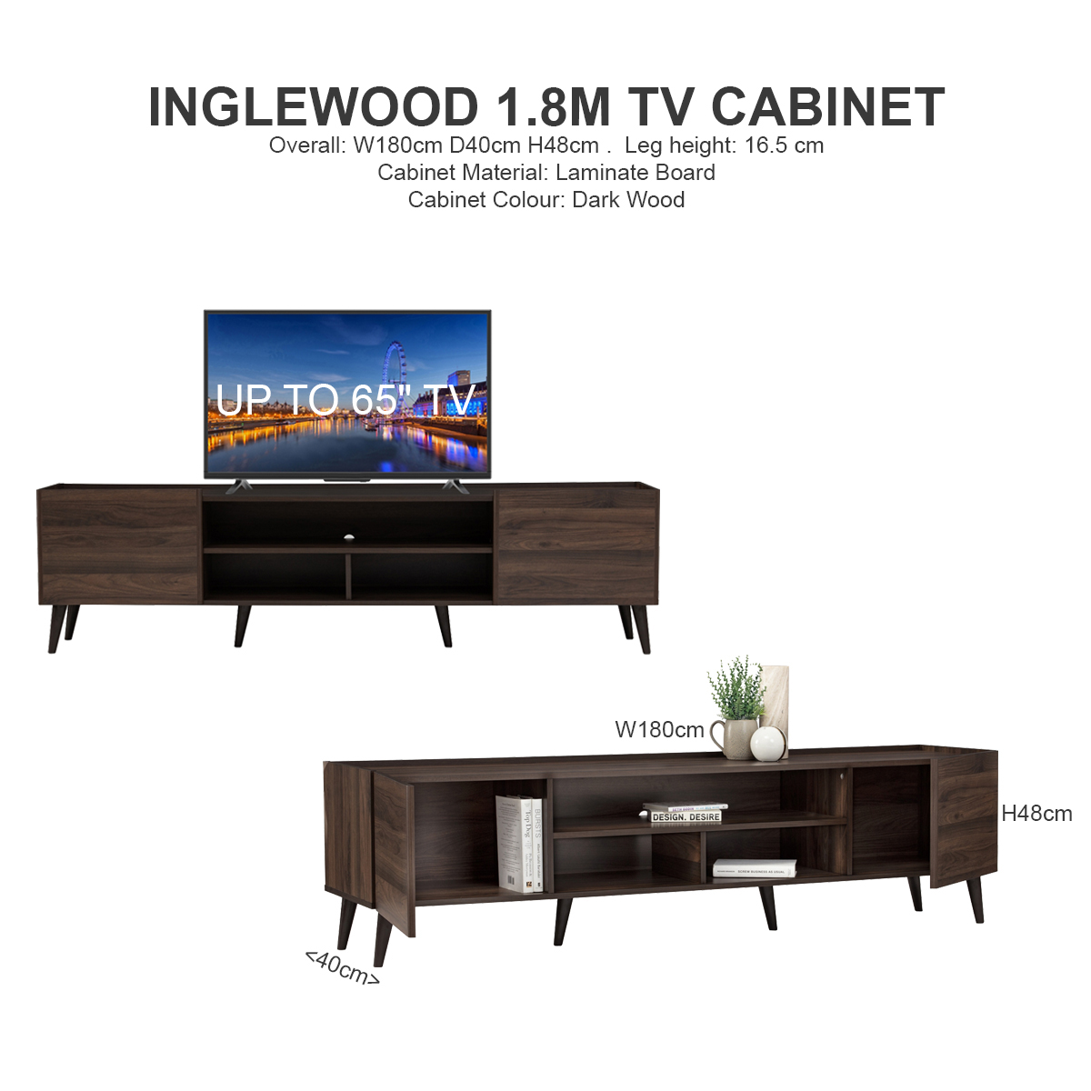 TV Console Cabinet - TV Console Wood, TV Cabinet with Storage, Stylish ...