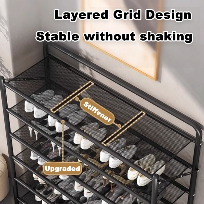 Next Day Foldable Shoe Rack No Installation Carbon Steel Shoe Storage ...