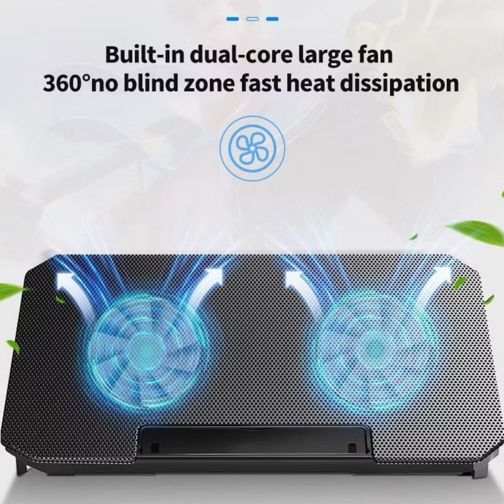 (SG) 6Fan Laptop Cooling Pad Dual USB 2.0 Ports & 5 Adjustable