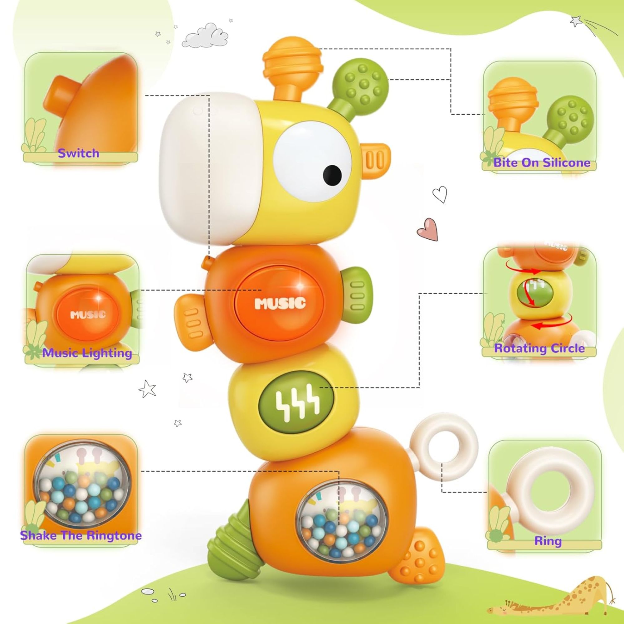 Infantino | Maya & Friends Giraffe Multi Stage Baby Rattle (Assorted ...