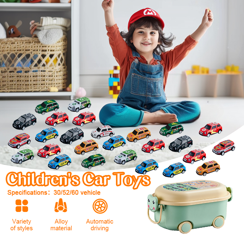 【NDD Delivery】60 Pcs Alloy Car Kids Racing Toys Car with Storage Box ...