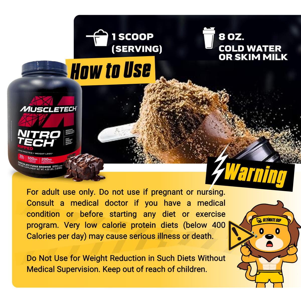 Muscletech, Nitro Tech Ripped, Ultimate Protein + Weight Loss Formula ...