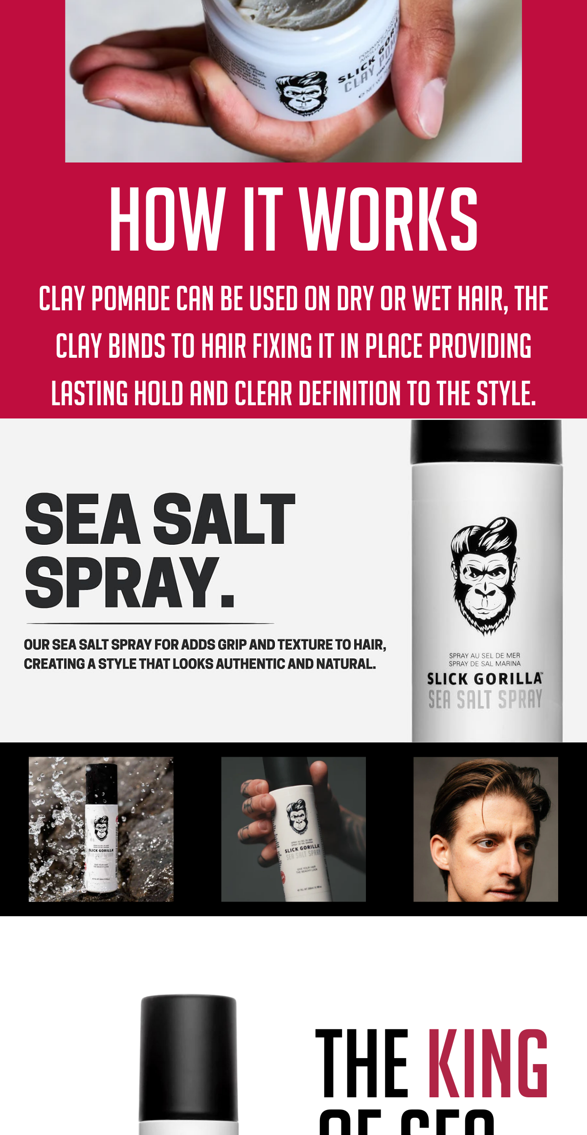 Slick Gorilla Hair Styling Powder | Sea Salt Spray | Clay Pomade ...