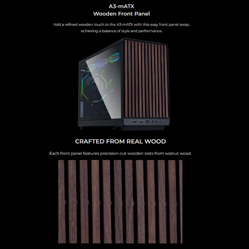 LIAN LI Front Wood Panel with real wood slats for A3 m-ATX [LL 5046 ...